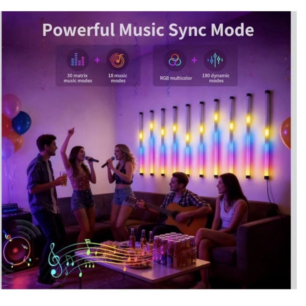 RGB Music Sync LED Light Bars Wall Kit App Control 16 Million Colors NEW